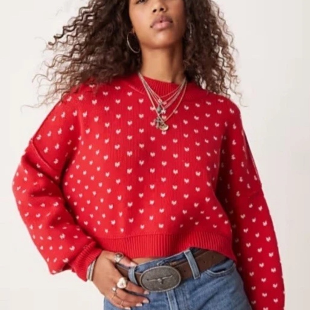 Free People Scarlet Heart Motif Sweater